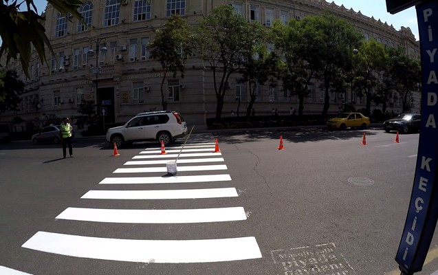 “91 küçədə yeni piyada zolağı -  Fotolar