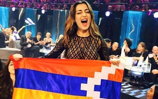 Erməni qondarma “DQR”in bayrağını qaldırdı - “Eurovision”da təxribat+Foto