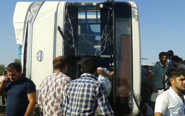 “Bakıda avtobus aşdı - 21 yaralı+Hadisə yerindən fotolar