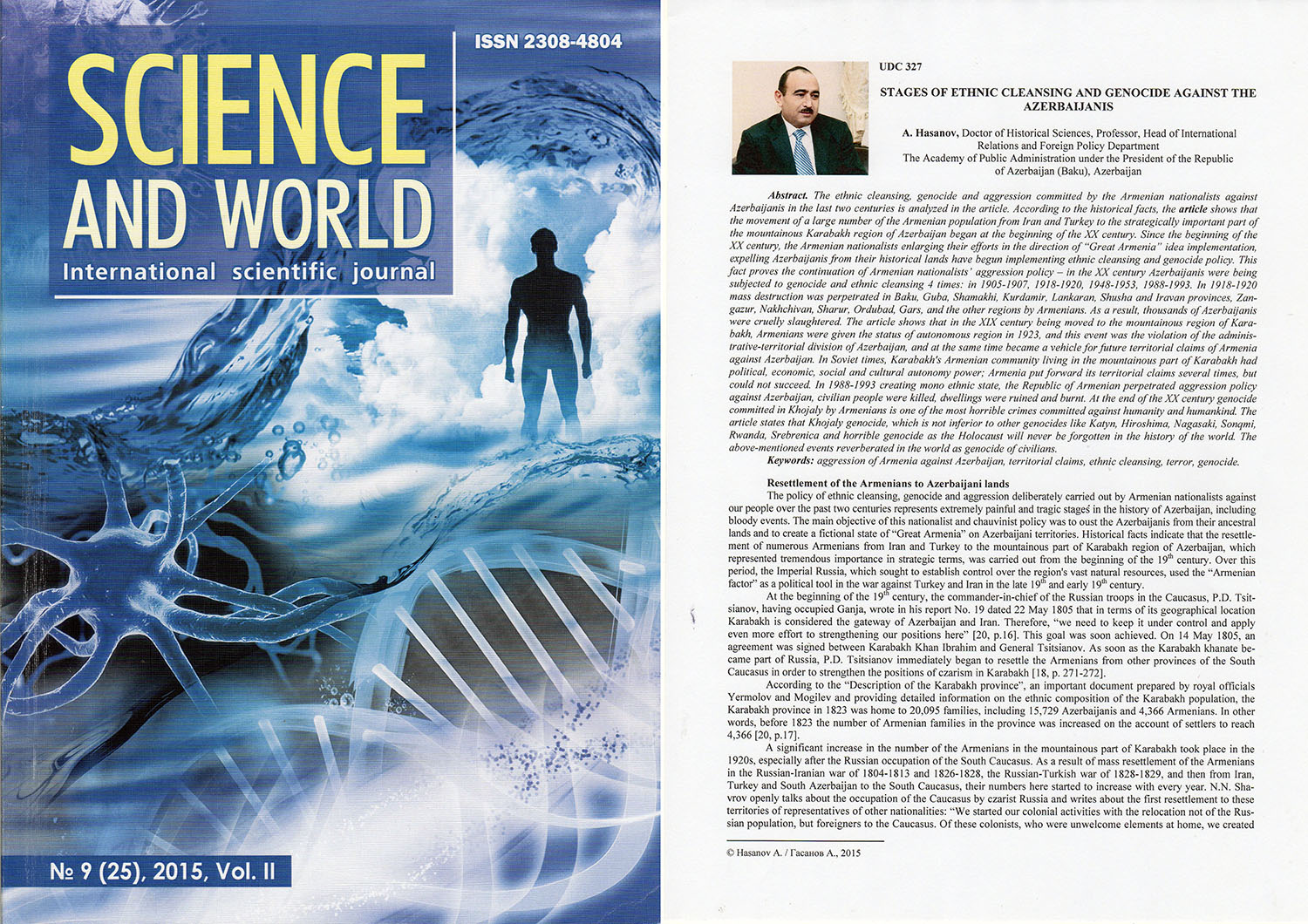 Əli Həsənovun məqaləsi &ldquo;Science and world&rdquo; jurnalında 