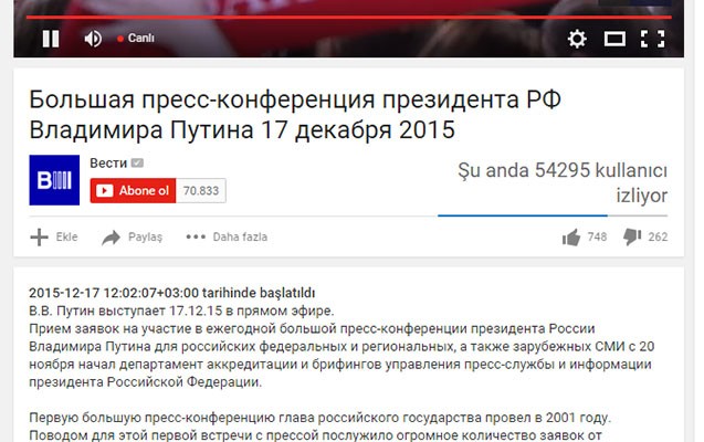 Putini təkcə “YouTube”da 54 mindən çox adam izləyir