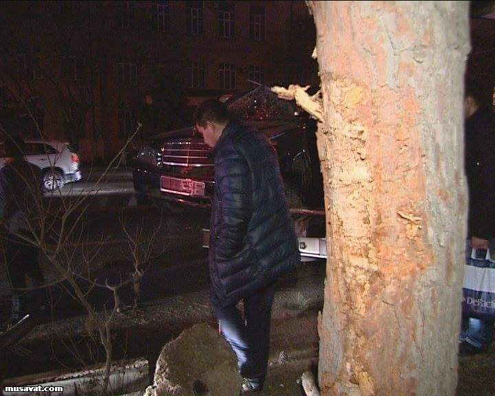 Bakıda maşın ağaca &ccedil;ırpılıb - 4 yaralı - Fotolar