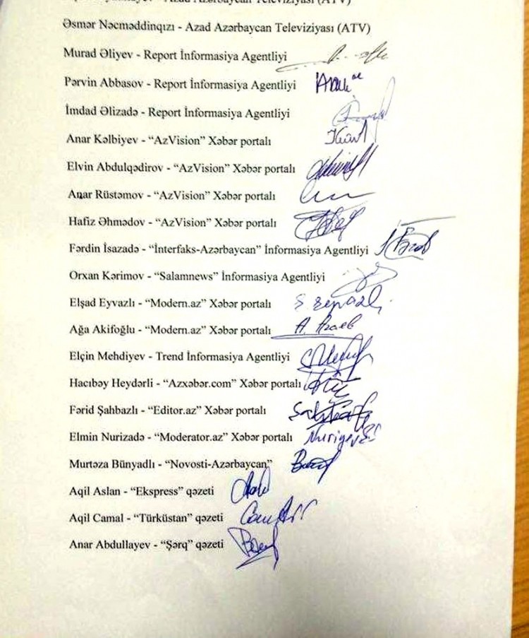 Jurnalistlərdən Ramil Usubova -  Müraciət