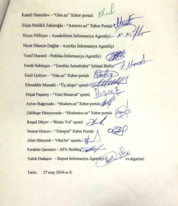 Jurnalistlərdən Ramil Usubova -  Müraciət