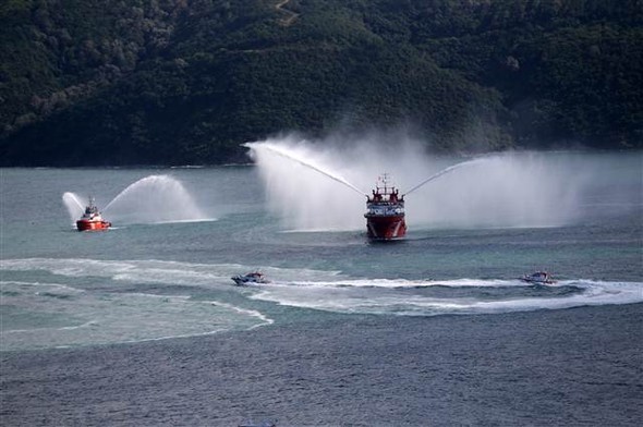 Ərdoğan Əli Həsənov və Oqtay Əsədovla körpünün açılışında -  Fotolar