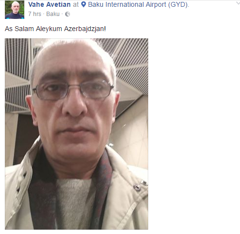 Erməni siyasi fəal yenidən Bakıda - 