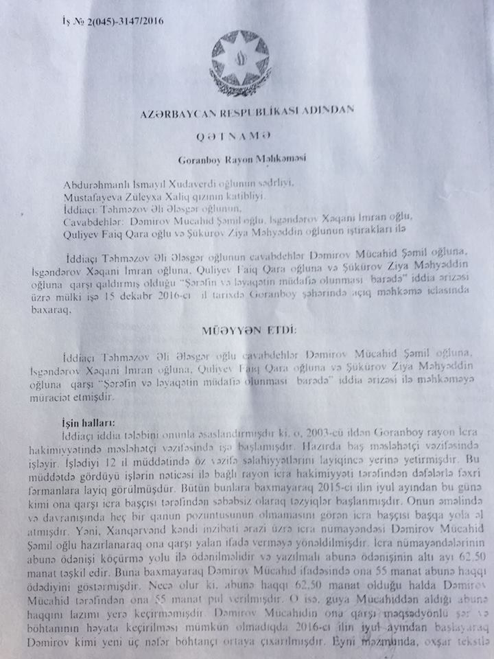 İcra başçısı baş məsləhətçisini işdən çıxardı - 